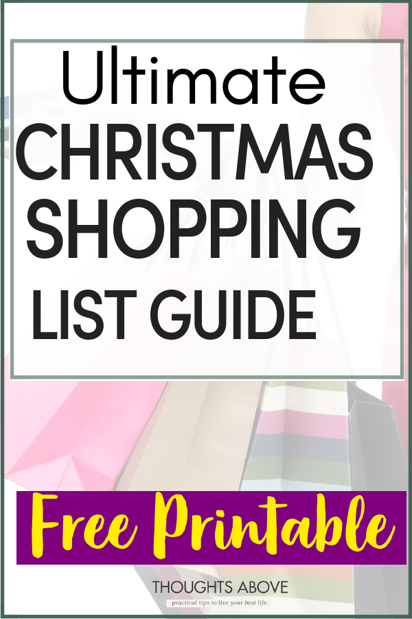Shopping for Christmas can be, overwhelming. And it's easy to forget some of the holiday shopping. That's why I've compiled a free Christmas shopping list printable so you can spend less time shopping. Some of the items included are Grocery list, food and Christmas decorations and all the holiday gifts ideas. Click the post to download the Christmas shopping list printable. #freeprintable #christmasshopping ##Christmasgifts #holidays